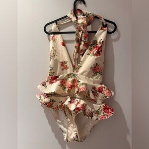Zimmermann Floral Ruffle One-Piece Swimsuit